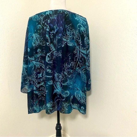 Just My Size (JMS) Women’s 2X (18W/20W) Envy Green Scroll Blouse - Picture 5 of 8